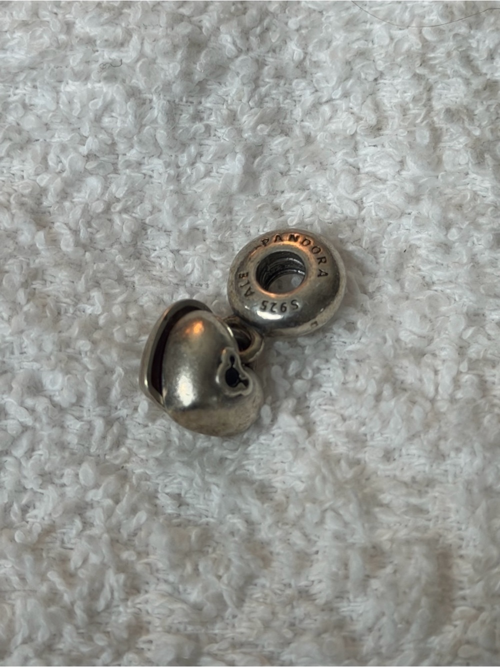 authentic Pandora Disney Mickey & Minnie Double Heart Dangle Charm